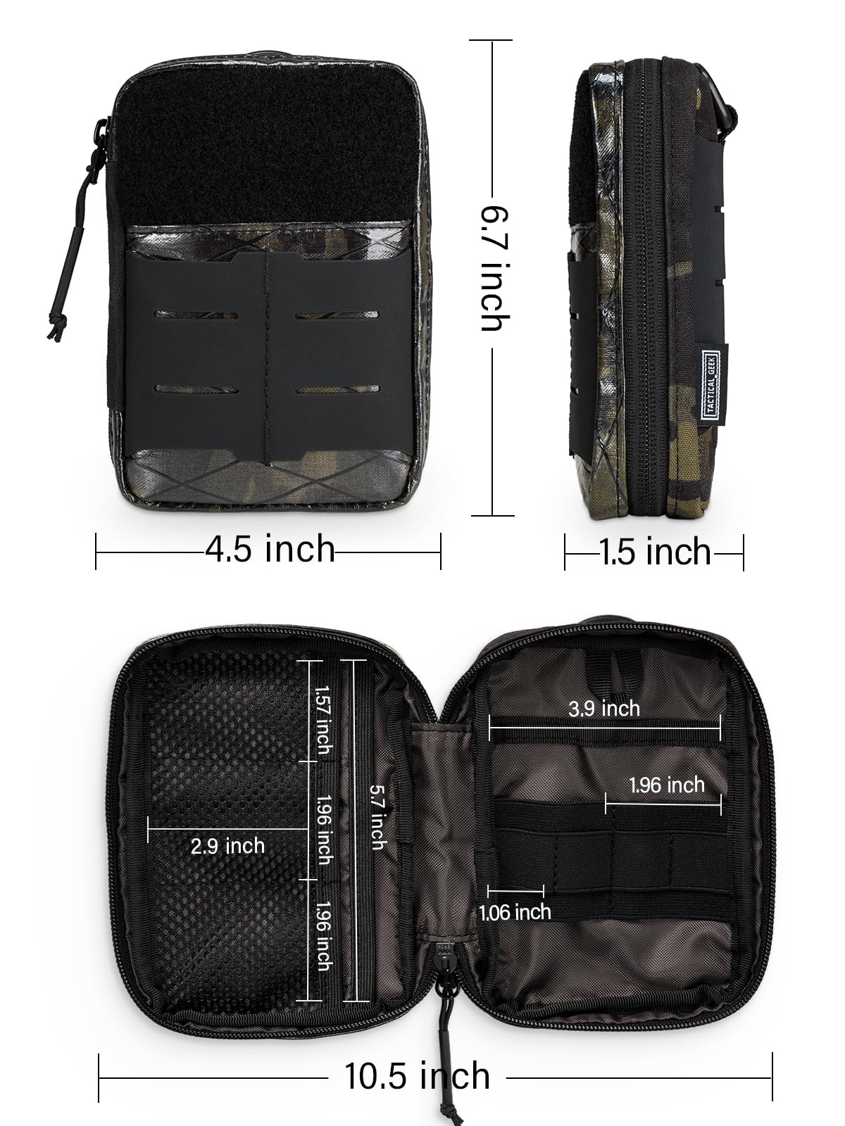 TACTICAL GEEK EDC Compact Waist Pocket Pouch, Multi-Purpose Molle EDC Pouch Gadget Organizer (E2.0-Black Camo)