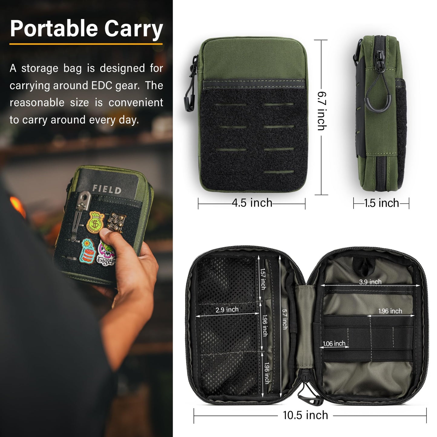 TACTICAL GEEK EDC Compact Waist Pocket Pouch, Multi-Purpose Molle EDC Pouch Gadget Organizer (E2.0-Black Camo)